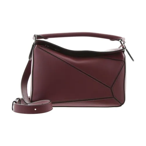 LOEWE Пазл с рельефом Телячья кожа Пазл Сумка Сумка Сумка через плечо Сумка через плечо Маленькая Женская Бургунди