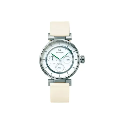 ISSEY MIYAKE Кварцевый механизм кожаный ремешок часы унисекс белый циферблат модель NYAB001Y
