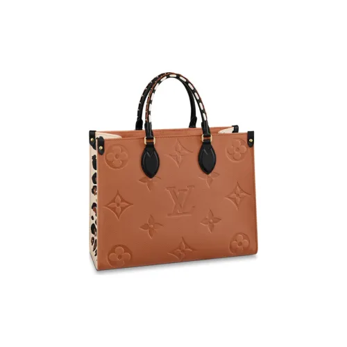 LOUIS VUITTON ONTHEGO Корова Кожа Jungle Сумка Сумка через плечо Сумка среднего размера Женская Карамель