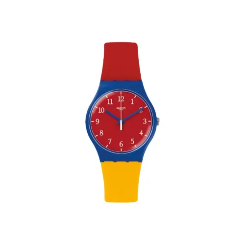 SWATCH ORIGINALS Collection Кварцевый механизм Унисекс Часы 41 мм Красный циферблат Часы Пластиковый корпус Часы Силиконовый ремешок