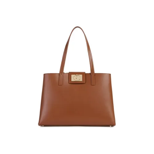 Furla Кожа Одно Плечо Сумка Briefcase Тоут Сумка Большая Женская Коричневая