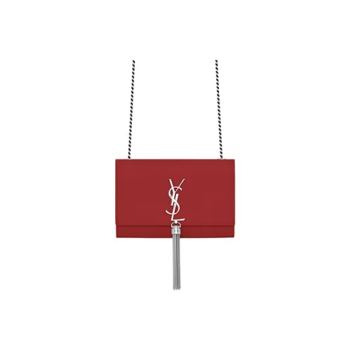 SAINT LAURENT Kate Коровья кожа Бахрома Сумка Сумка через плечо Маленькая Женская Cupid Красный