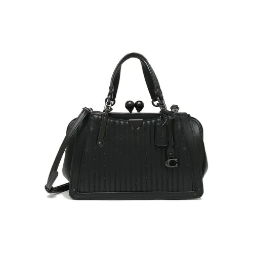 COACH Kisslock Кожа Kisslock Сумка Портативная Сумка через плечо Маленькая Женская Черная