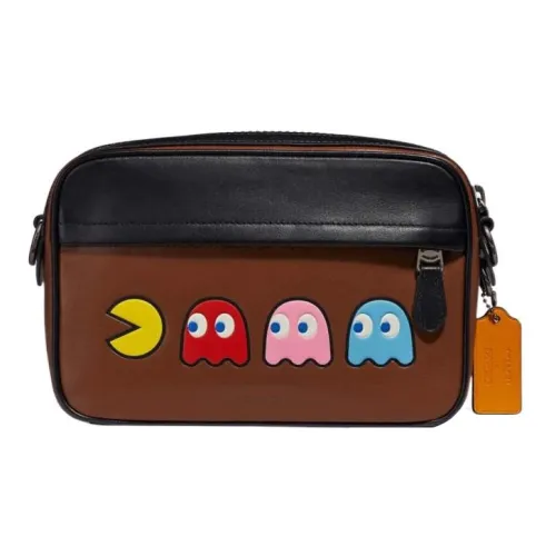 COACH PAC MAN Коллаборация Graham Телячья кожа Сумка через плечо Большая Мужская Коричневый и Черный