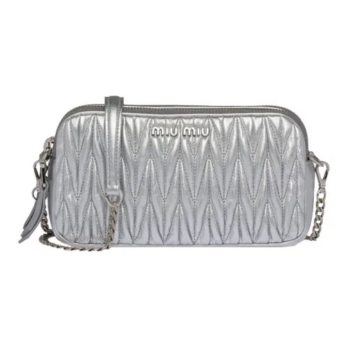 MIU MIU Сумка через плечо из кожи женская серая