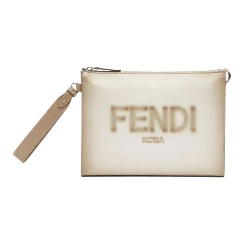 FENDI Кожа Клатч Unisex Light Серый Градиентный Цвет Меняющийся