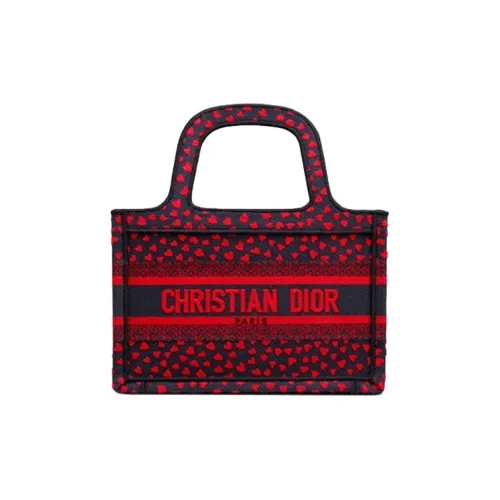 DIOR BookTote Вышивка Тоут Сумка Сумка для покупок Сумка Мини Женская Морской синий Красный