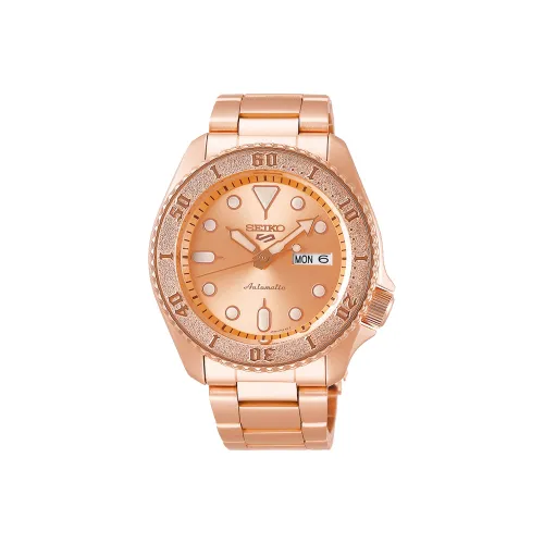 SEIKO Series 5 Механический механизм часы с ремешком из нержавеющей стали мужской с золотым циферблатом