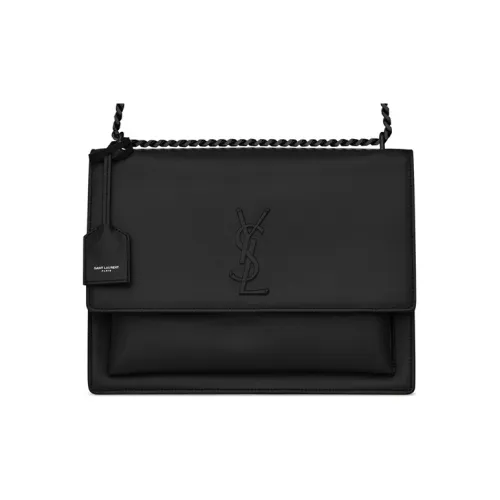 SAINT LAURENT Sunset Leather Sunset Bag Сумка через плечо Сумка Большая Женская Черная