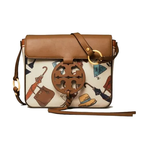 Tory Burch Miller Кожаная вставка Сумка через плечо Женская Коричневая