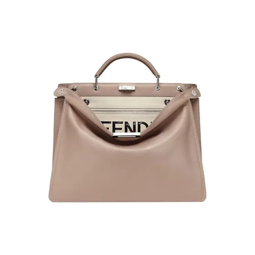 FENDI Peekaboo ISeeU Полиамид Сумка через плечо Сумка среднего размера Мужская Бежевая