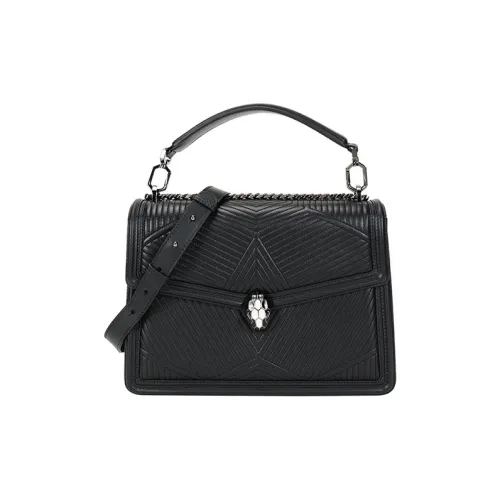 BVLGARI Serpenti Diamond Blast Коровья кожа Сумка на одно плечо Женская Черная