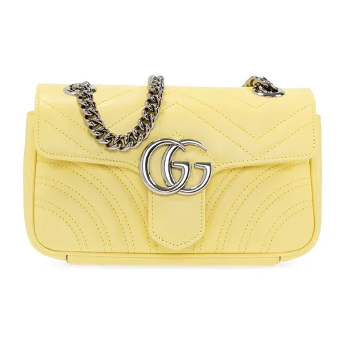 GUCCI GG Marmont Quilted Кожа Сумка через плечо Мини Женские Желтый Конфетный цвет Единорог Цвет