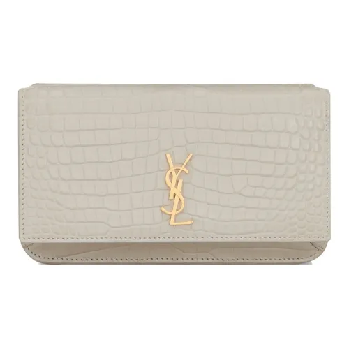 SAINT LAURENT Монограмма Коровья кожа Через плечо Чехол для телефона Женская Белая