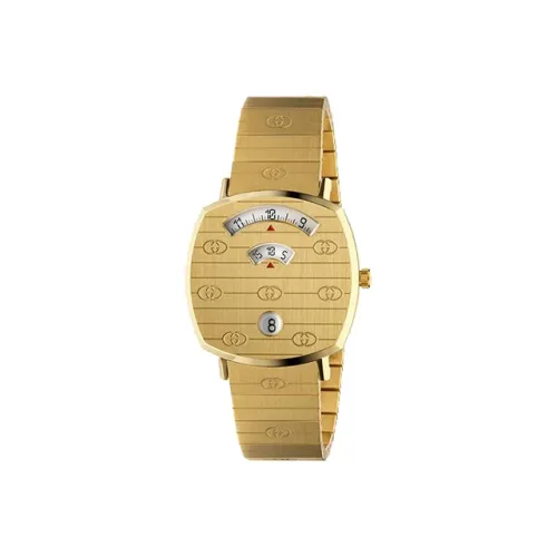 GUCCI Grip Collection Кварцевые наручные часы механизм ремешок из нержавеющей стали желтый циферблат женские часы