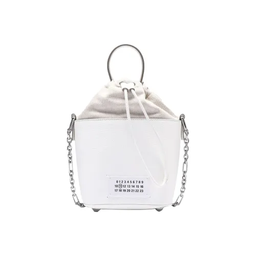 Maison Margiela 5AC Корова Кожа Ведрообразная Сумка Плечевая Сумка Сумка Маленькая Женская Белая