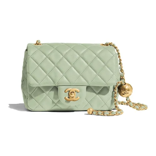 CHANEL Mini Square Flap Bag из коровьей кожи маленькая Golden Ball Bag сумка через плечо женская зеленая
