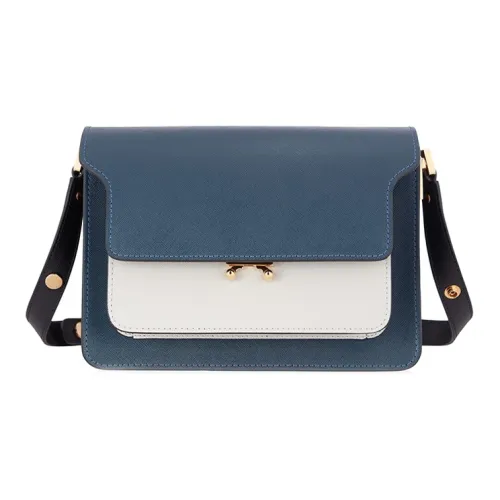 MARNI Основная часть Коровья кожа Аккордеонная сумка Сумки через плечо Сумка на плечо Женская Синий Белый