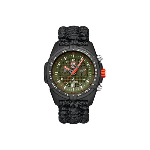 LUMINOX Кварцевый механизм Мужские часы Часы 45 мм Зеленый циферблат Углеродное волокно Чехол для часов Резиновый ремешок