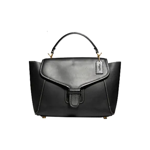 COACH Courier Перчаточная дубленая кожа Сумка через плечо Сумка Большая Женская Черная