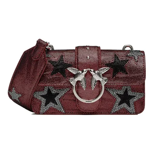 PINKO Кожа Полиамид Маленькая Квадратная Сумка Swallow Сумка Сумка через плечо Маленькая Женская Фуксия