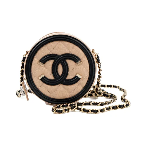 CHANEL Телячья кожа Сумка через плечо Мини Женская Бежевая Черная