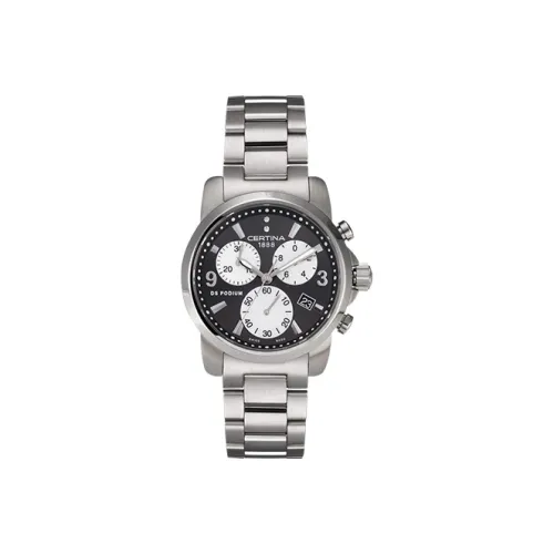 CERTINA Champion Series Кварцевый механизм Женские часы 34 мм Черный циферблат Корпус из нержавеющей стали Ремешок из нержавеющей стали