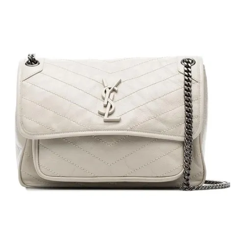 SAINT LAURENT Кожа Хобо Сумка Сумка через плечо Сумка на плечо Средняя Женская Белая