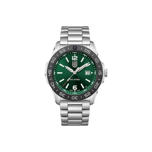 LUMINOX Кварцевый механизм Мужские часы Циферблат 44 мм Зеленый корпус Нержавеющая сталь Резиновый ремешок XS.3137.L