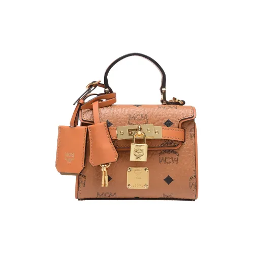 MCM Покрытый холст Сумка Kelly Сумка Extra Mini Женская Коньяк