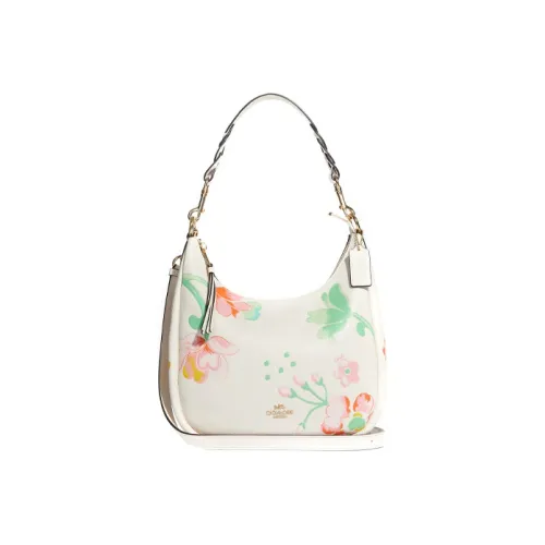 COACH Hobo кожаная сумка через плечо большая женская цвет экрю