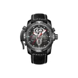 RGA3591-Черный корпус с черным циферблатом, черный кожаный ремешок