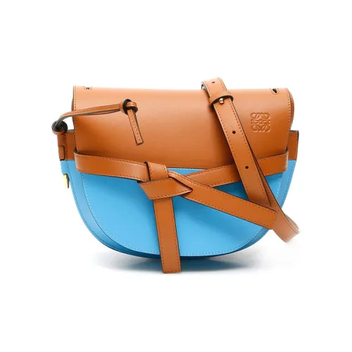 LOEWE Gate Коровья кожа Ручная Сумка через плечо Сумка на плечо Маленькая Женская Синяя Коричневая