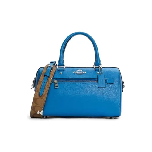 COACH PEANUTS Снупи Коллаборация Rowan Покрытый холст с кожаными вставками Бостон Сумка Сумка через плечо Сумка