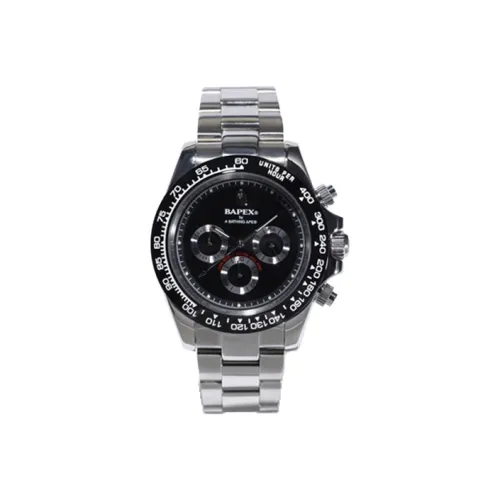 A BATHING APE Bape Watch Кварцевый механизм Нержавеющая сталь Ремешок Часы Унисекс Черный циферблат 1F80 182 046