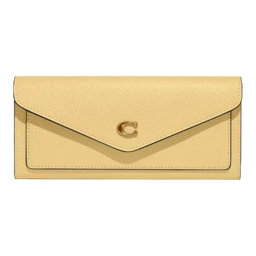 COACH Wyn Кожа Клатч Кошелек для Карт Маленький Женский Светло-Желтый