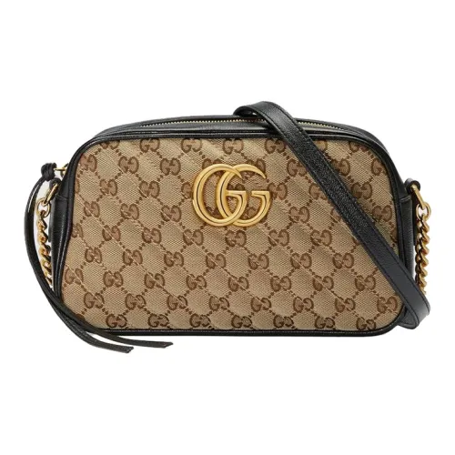 GUCCI Marmont Холст с кожей Camera Сумка Сумка через плечо Маленькая Женская Эбеновый Черный