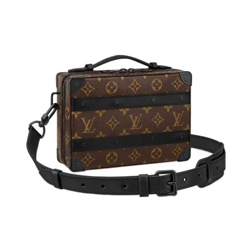 LOUIS VUITTON SOFT TRUNK Воловья кожа Пэчворк Холст Коробка Сумка Сумка через плечо Сумка через плечо Мужская Коричневая