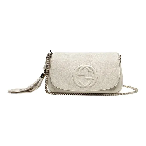 GUCCI Soho Кожа Цепочка Сумка через плечо Женская Белая