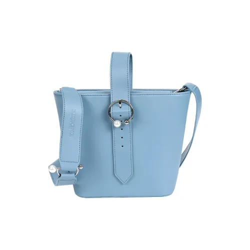 IRIDESCENCE Корова Кожа Ведро-Формовая Сумка Сумка через плечо Сумка среднего размера Женская Туманно-Синий