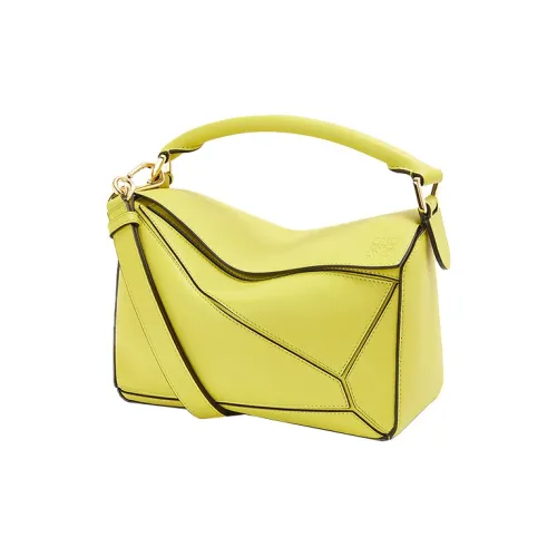 LOEWE Пазл Телячья кожа Геометрический Пазл Сумка Портативный Сумки через плечо Маленькая Сумка через плечо Женская Лимон