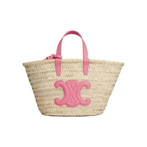 CELINE Teen Triomphe Рафия с коровьей кожей комбинированная соляная сумка сумка женская розовая