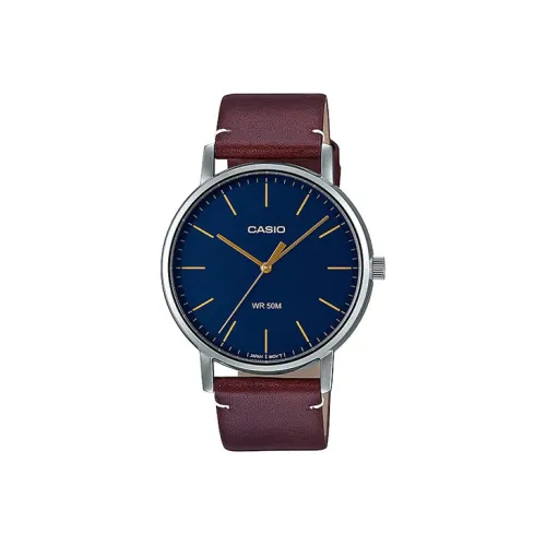 CASIO Standard Series Кварцевый механизм Естественная кожа Ремешок Часы Мужские Синий циферблат MTP E171L 2EVDF
