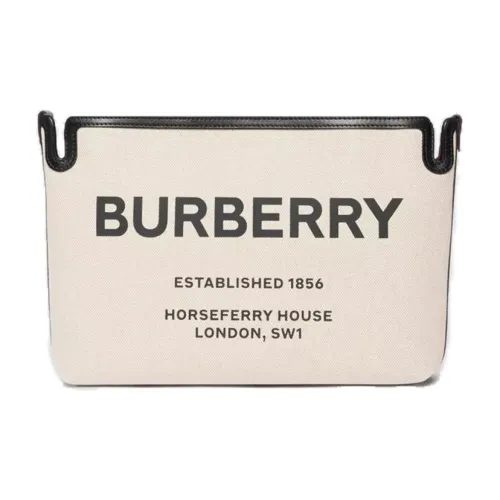 Burberry Horseferry Canvas Clutch Bag Medium Unisex Honey Brown