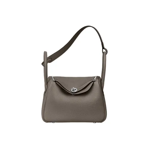HERMES Lindy Clemence Bullock Кожа Сумка Сумка через плечо Женская 8F Gris Étain Олово-Серый