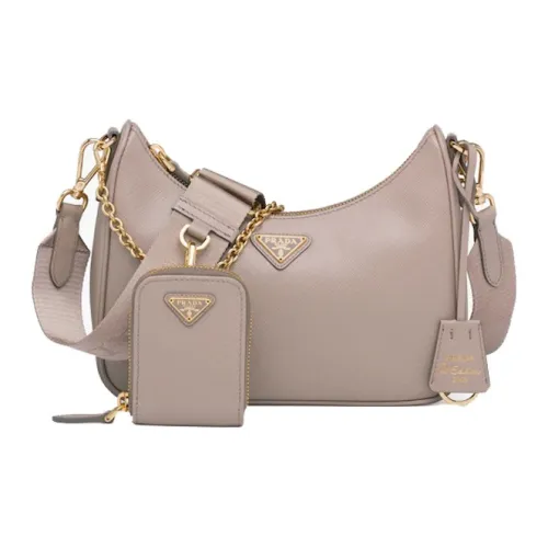 PRADA Hobo Крестообразная текстура кожа Сумка-хобо Сумка на плечо Сумка Женская Water Lily Цвет