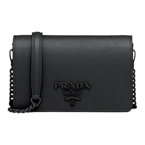 PRADA Luggage Collection Кожа Плечевая сумка Мини Женская Черная