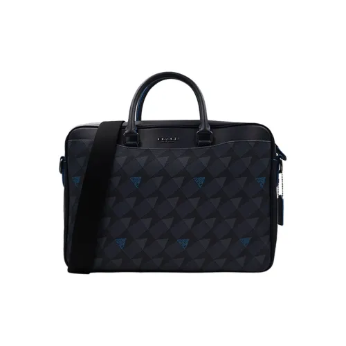 COACH Beckett PVC с кожей портфель сумка для ноутбука сумка через плечо сумка на плечо большая мужская сумка морского синего цвета