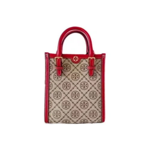 TORY BURCH Холст и кожа сумка с боковинами-гармошками сумка через плечо сумка мини женский Hazelnut коричневый красный