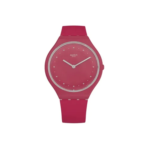 SWATCH Classic Collection Кварцевый механизм Женские часы 36,8 мм Красный циферблат Часы Пластиковый корпус Часы Силиконовый ремешок